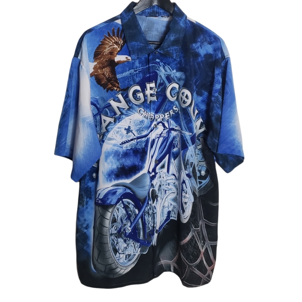 Orange County Choppers Graphic Button Up Shirt Size XXL? Motorcycle Eagle Biker